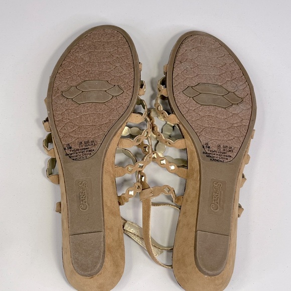 CARLOS (By Carlos Santana) Studded Gladiator Sandals Tan/Silver-9.5 - Picture 8 of 8